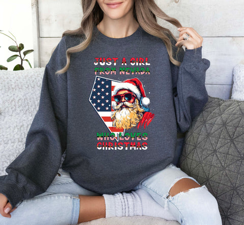 Image of Christmas Sweatshirt for Women - Nevada Xmas Pullover with USA Holiday Design
