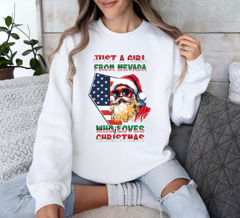 Image of Christmas Sweatshirt for Women - Nevada Xmas Pullover with USA Holiday Design