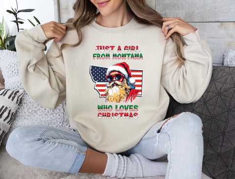 Image of USA Santa Christmas Sweatshirt - Montana Xmas Pullover