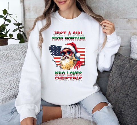 Image of USA Santa Christmas Sweatshirt - Montana Xmas Pullover