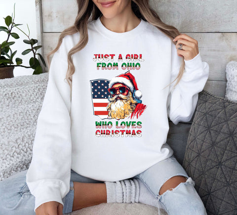 Image of Christmas Pullovers - Ohio Xmas Sweatshirt - USA Xmas Jersey - Santa Claus Sweater for Her and Family Crewneck