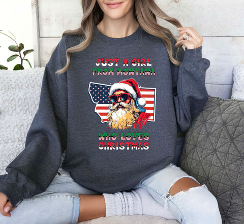 Image of USA Santa Christmas Sweatshirt - Montana Xmas Pullover
