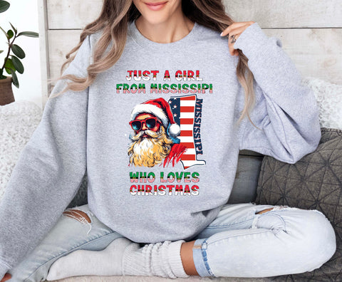 Image of Christmas Mississippi Sweatshirt - USA Xmas Pullover for Women