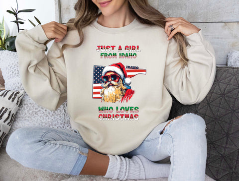 Image of Christmas Sweater - Idaho Xmas Pullover with Santa Claus Design for Women