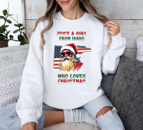 Image of Christmas Sweater - Idaho Xmas Pullover with Santa Claus Design for Women