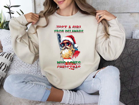Image of Delaware Christmas Family Crewneck Sweatshirt - Santa Claus Design