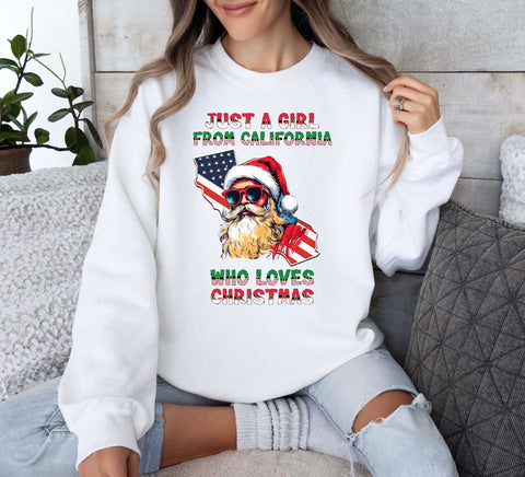 Image of USA Christmas Sweatshirt - California Xmas Pullover with Santa Claus Design