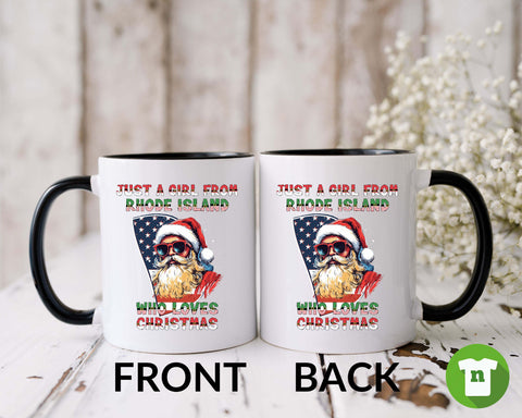 Image of USA Santa Claus Xmas Mug - Rhode Island Holiday Coffee Mug
