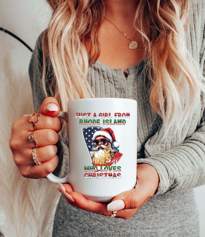 Image of USA Santa Claus Xmas Mug - Rhode Island Holiday Coffee Mug