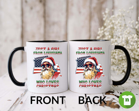 Image of Christmas Mug - Santa Claus Holiday CoffeeTea Cup - Louisiana USA Gift Idea
