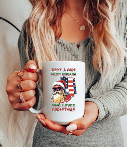 Image of Festive Vintage Santa Claus Mug - Indiana Christmas Holiday Gift Idea