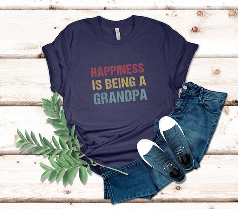 Image of Happiness Is Being A Grandpa T-Shirt - Birthday Fathers Day Gift for Granddad