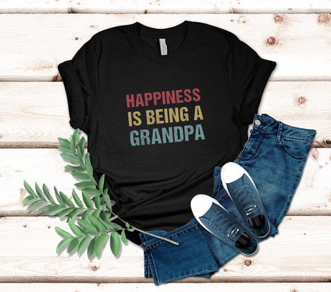 Image of Happiness Is Being A Grandpa T-Shirt - Birthday Fathers Day Gift for Granddad