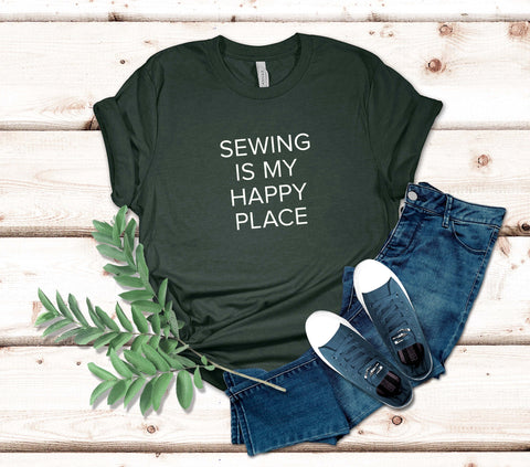 Image of Sewing Is My Happy Place T-Shirt