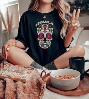 Tequila Skull Tee | Sugar Skull Shirt