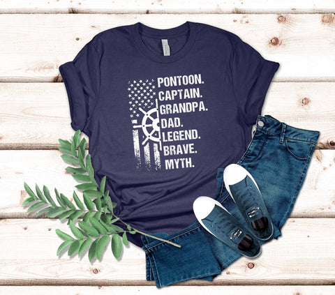 Image of Pontoon Grandpa & Dad T-Shirt Pontoon Captain Shirt