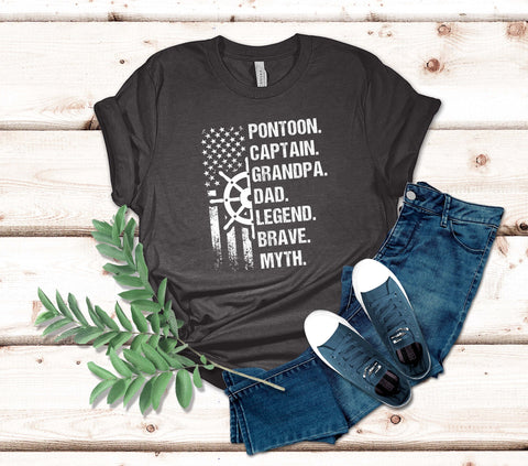 Image of Pontoon Grandpa & Dad T-Shirt Pontoon Captain Shirt
