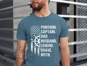 Pontoon Boat Captain T-Shirt for Husband & Dad