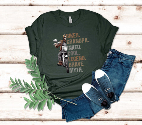 Image of Personalized Biker Grandpa Shirt - Funny Tattoo Lover Gift
