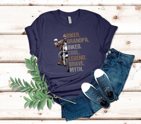 Image of Personalized Biker Grandpa Shirt - Funny Tattoo Lover Gift