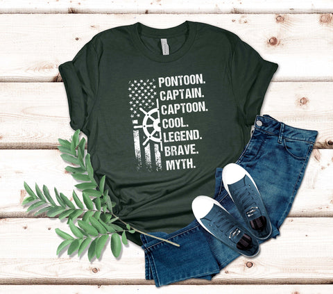Image of Grandpa Pontoon Captain T-Shirt - Perfect Boating Gift