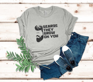 Beard T-Shirt for Him - Funny Gift for Bearded Guys Husband Dad - Fathers Day Mustache Tee