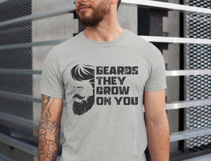 Beard T-Shirt for Him - Funny Gift for Bearded Guys Husband Dad - Fathers Day Mustache Tee