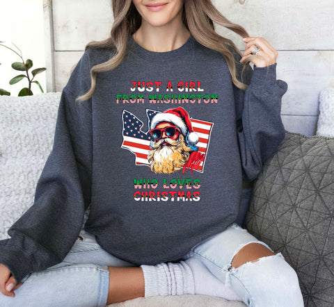 Image of Santa Claus Xmas Sweatshirt - Washington Christmas Pullover