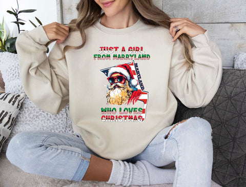 Image of Santa Claus Xmas Sweatshirt Maryland Christmas Sweater
