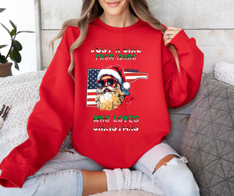 Image of Christmas Sweater - Idaho Xmas Pullover with Santa Claus Design for Women