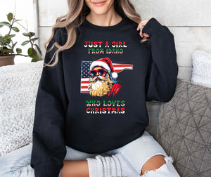Christmas Sweater - Idaho Xmas Pullover with Santa Claus Design for Women