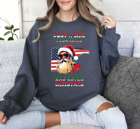 Image of Christmas Sweater - Idaho Xmas Pullover with Santa Claus Design for Women