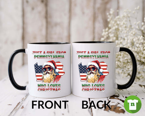 Image of Santa Claus Xmas Mug - Funny Christmas Tea Mug - Pennsylvania USA - Holiday Gift Idea