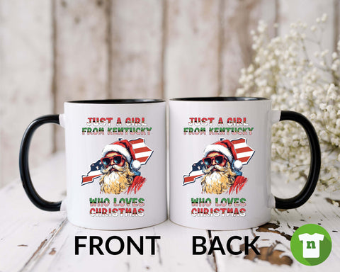 Image of Kentucky Christmas Coffee Mug - Santa Claus Holiday  Xmas Mug with Funny Design