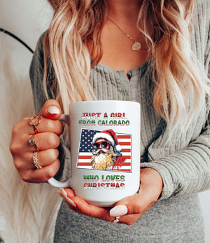 Vintage Santa Claus and Colorado Christmas Mug - Festive Xmas Gift Idea