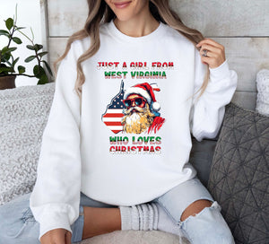Christmas West Virginia Sweatshirt - Xmas Santa Sweater - USA Gift Idea