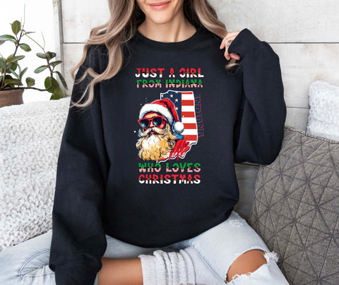 Image of Indiana Xmas Sweatshirt with Santa Claus Design - Perfect Gift for Her and the Whole Family