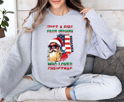 Image of Indiana Xmas Sweatshirt with Santa Claus Design - Perfect Gift for Her and the Whole Family