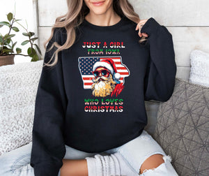 USA Iowa Santa Holiday Sweater - Christmas Pullover with Santa Claus Design