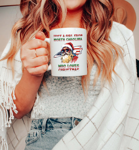 Image of Holiday Santa Claus Christmas Mug - North Carolina Theme