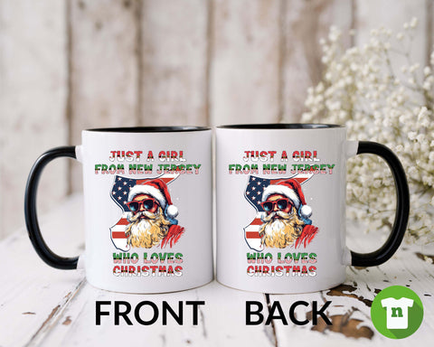 Image of Christmas Mug - New Jersey Xmas Gift with Vintage Santa Claus Design