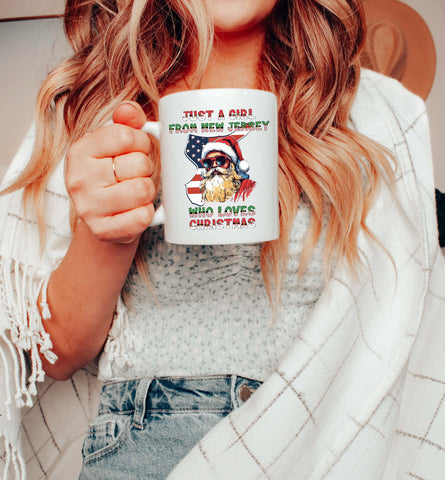 Image of Christmas Mug - New Jersey Xmas Gift with Vintage Santa Claus Design
